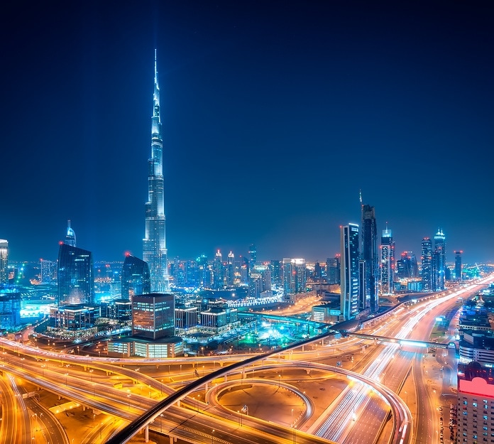 Amazing night dubai downtown skyline, Dubai, United Arab Emirates